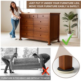 Furniture Sliders for Carpet, 8PCS -9cm Furniture Gliders for Hard Floors Heavy Item, Moving Heavy Furniture Quickly and Easily, Protect Carpet