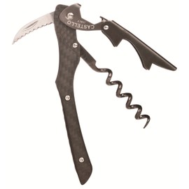 Castello Carbon Fiber Waiter's Corkscrew with Leather Pouch in Wood Box