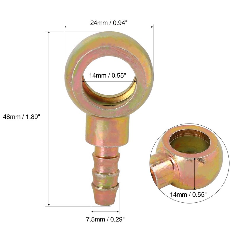 X AUTOHAUX 2pcs 7.5mm ID Hose Nozzle 14mm Banjo Fitting