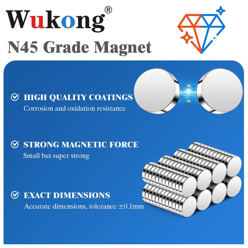 Wukong N45 Tiny Magnets, 5x1mm | 100 Pack Magnets Small