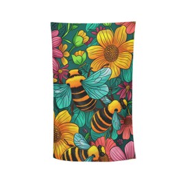 MIEPOS Cute Bee Beach Towel,32x52in,Quick-Dry Sand-Free Flower Bath Towels,Microfiber Lightweight for Travel Pool Yoga Beach Outdoor Activities Decor Accessories Gifts (Floral Honeybee)