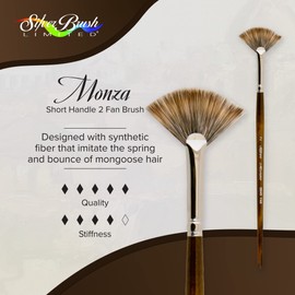 Silver Brush Limited 2604S Monza Fan Brush, Oil, Acrylic, and Watercolor Brush, Short Handle, Size 2