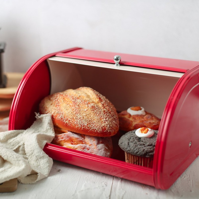 X458 Metal Bread Box/Bin/kitchen Storage Containers with Roll Top Lid