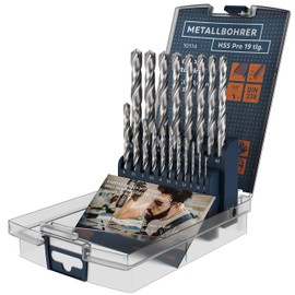 Presch Metal Drill Bit Set HSS Pro 19 Pieces - Precision Ground, Hardened Professional Steel Drill Bit Set for Steel, Aluminium, Copper and Brass - Durable Metal Drill Set in Professional Quality