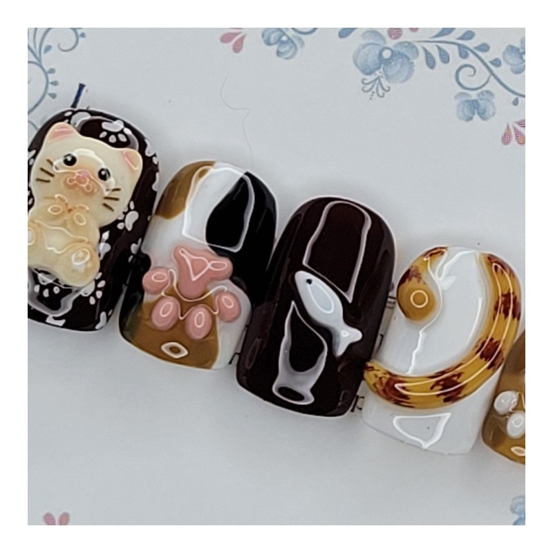 Nyannyang Pad Handmade Nail Tips - Water Drop / 냥냥