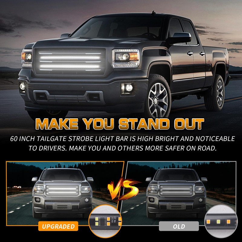 XRIDONSEN 2PCS 24 inch Truck Grill Strobe Lights Strip 288
