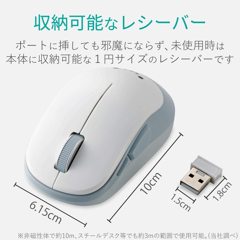Elecom Wireless Mouse (Receiver Included) M Size 5 Buttons (With