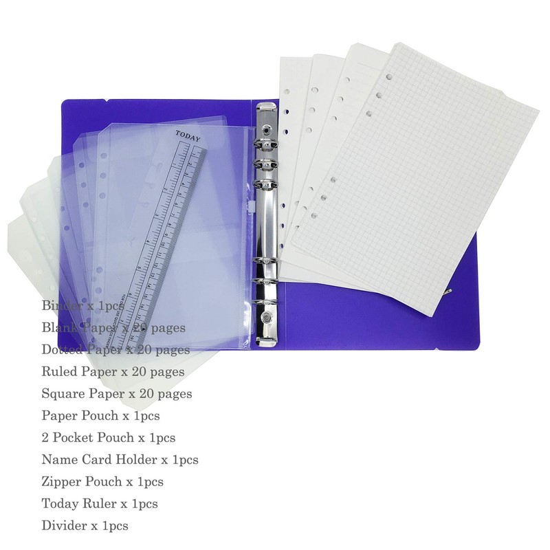 A6/ A5 6-Holes Colorful PP Cover Round Ring Binder Personal
