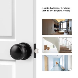 Probrico Black Door Knobs, Keyless Flat Ball Interior Door Knobs for Hallway Closet, Matte Black Passage Door Knob, 10 Pack