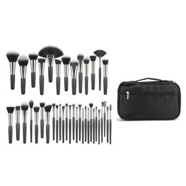 Juego de 40 brochas de maquillaje, mango de madera, kit de brochas cosméticas, base completa, sombra de ojos, colorete, corrector, colección de...    