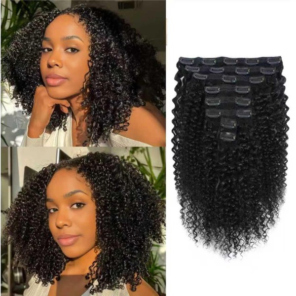 Geogroket Kinky Curly Clip in Hair Extensions for Women 3C
