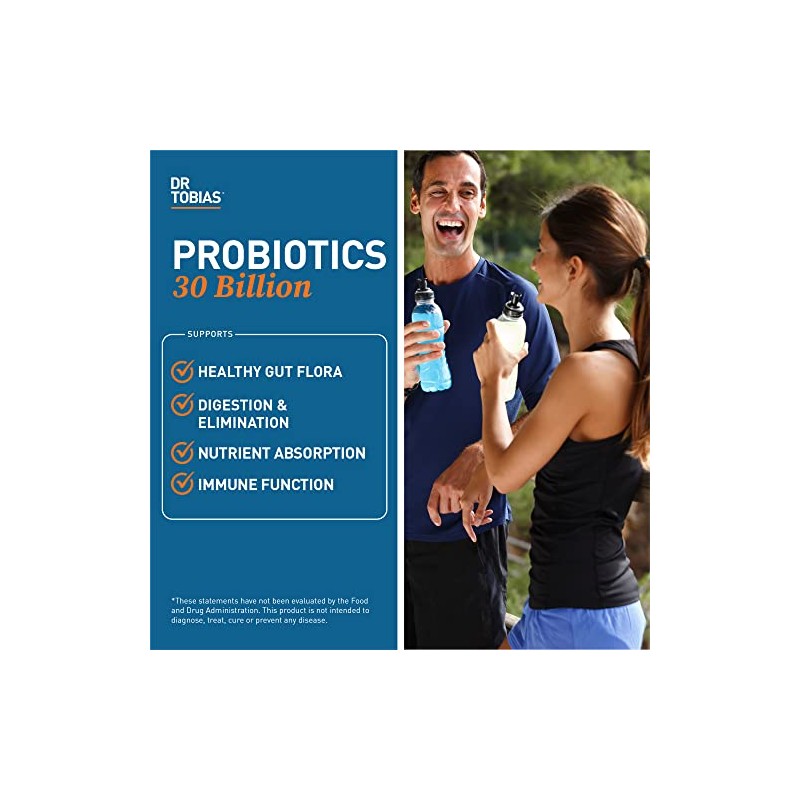 Dr. Tobias Probiotics 30 Billion CFU, Delay Release, Shelf Stable,