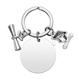 Jovivi Stainless Steel Graduation Key Chain with Engraving Diploma Bachelor Cap Pendant Inspirational Keychain Graduation Gift, Stainless Steel, Model 8