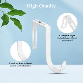 CENHANG Adjustable Cubicle Hooks, Over The Door Hooks, Premium Metal Cubicle Door Hangers, Fit 1 3/8" to 3 1/2" Panels Heavy Duty Holder for Clothes, Towels, Hats, White, 5 Pcs
