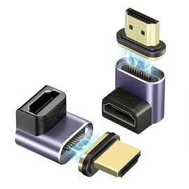 HESKUL Magnetic 8K HDMI to HDMI Adapter, 90 Degree and 270 Degree HDMI 2.1 Female to Male Magnetic Connector Extension Converter Support 8K@60Hz 48Gbps for Laptop, PC, Monitor