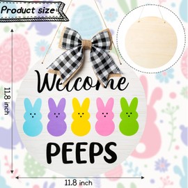 PANTIDE Cute Rabbit Wooden Door Sign Candy Color Rabbit Welcome Sign Home Office School Shopping Garden Wall Door Hanging Decoration Spring Easter Party Accessories