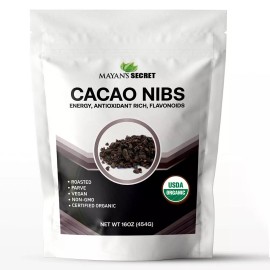Mayan's Secret Superfoods Roasted Organic Cacao Nibs, 1 Lb - USDA CERTIFIED | Keto | Vegan