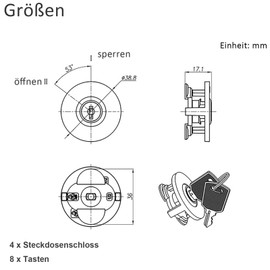 Socket Lock, Pack of 4 Socket Locks, Prevents Electricity Theft, Socket Lock with Key, Saves Electricity Costs, Lockable Sockets for Indoor and Outdoor Use
