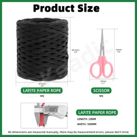 Keadic 218 Yards Raffia Paper Craft Ribbon, Natural Raffia String Kraft Raffia Packing Paper Twine for Gift Wrapping Christmas Festival Party Decor Crafting Decoration (Black)