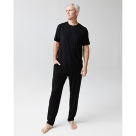 Cozy Earth Men’s Stretch-Knit Pajama Pants with Elastic Drawstring Waist & Side Pockets - Mens Pajama Bottoms Made from Breathable Viscose from Bamboo Medium Black