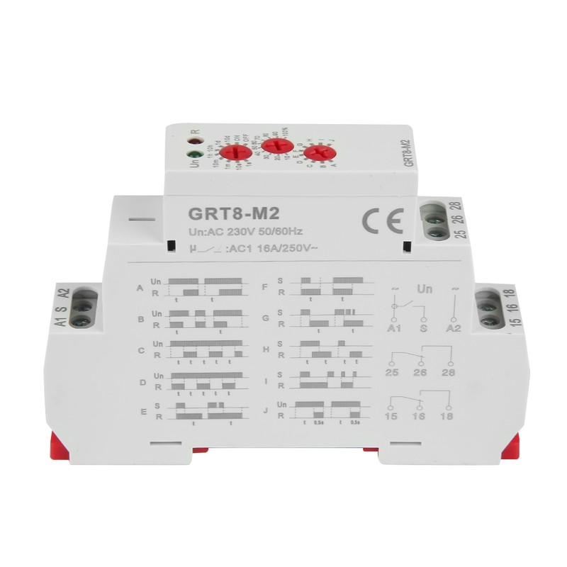 GRT8-M2 Multifunctional Delay Time Relay with 10 Functions DIN Rail
