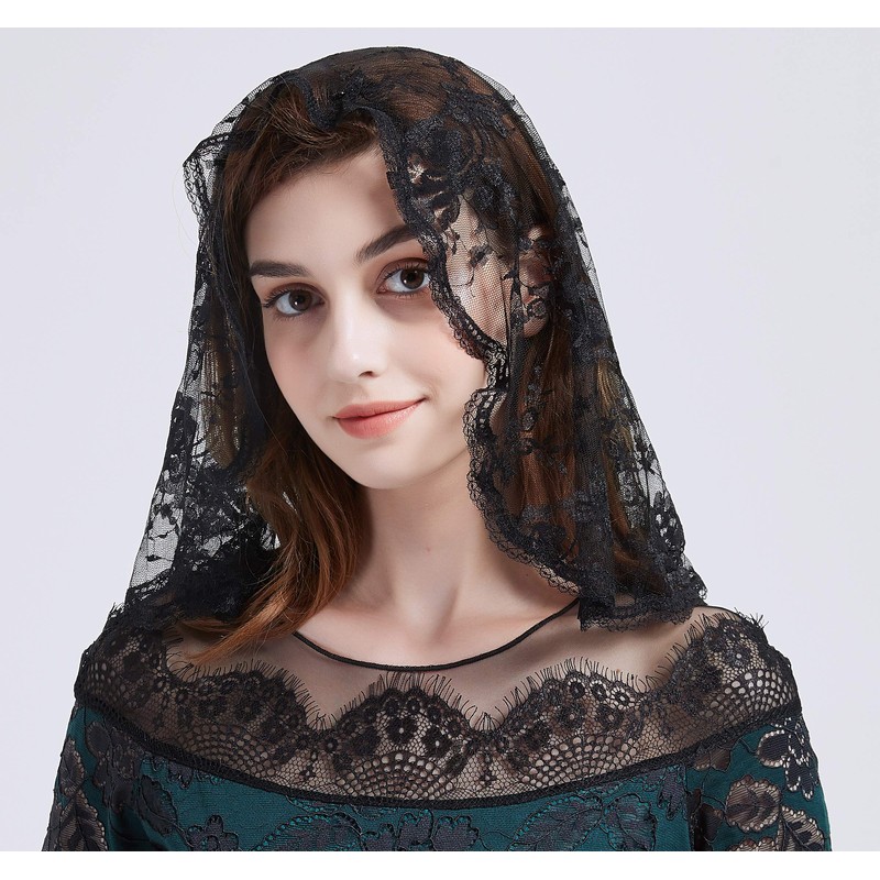 Velo de Mantilla de encaje floral para la iglesia latina