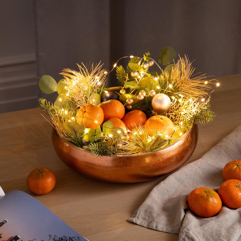Dehaus® Large Bamboo Fruit Bowl - 30cm, Copper Gold Leaf