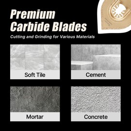 Vearter 6PCS Carbide Oscillating Tool Blade, Multitool Saw Blade Quick Release Power Accessories Universal Kit for Tile Grout Mortar Concrete Masonry