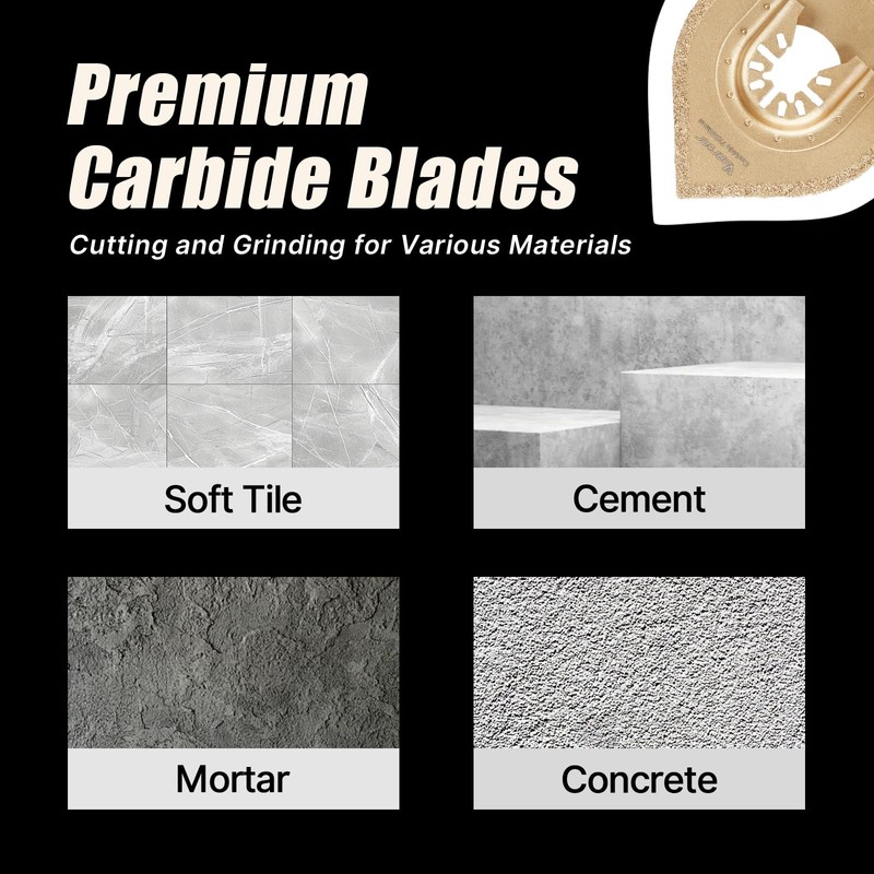 Vearter 6PCS Carbide Oscillating Tool Blade, Multitool Saw Blade Quick