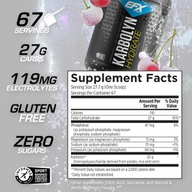 EFX Sports Karbolyn Hydrate | Carbohydrate Powder + Electrolytes | Sugar Free Sports Drink Mix | Fuel & Hydration | Stimulant Free | 66 Servings (White Cherry Frost)
