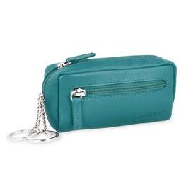 MANAGE XXL Leather Key Bag with Coin Compartment for Men and Women - Genuine Leather Key Case - Large Choice of Colours, turquoise