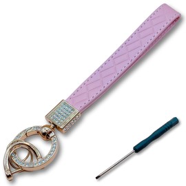 HYmish Keychain, For Cars, Stylish, Cute, Leather, Car, Smart Key, Elegant, Sparkle, 7.1 inches (18 cm), Pink