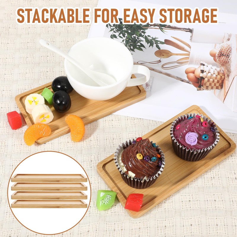 16 PCS Small Bamboo Tray, Bamboo Vanity Tray for Bathroom,