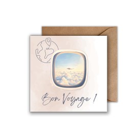 WBdesignz Holiday Card with Envelope - Good Travel Card Bon Voyage Holiday Greeting Card Farewell Card Travel Card Flight Card