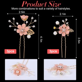 6 Pieces Bridal Flower Wedding Hair Pins Pearl Rhinestone Bridal Hair Pins Classy Flower Wedding Hairs Side Pin Hairs Headpiece for Women Girls Brides Bridesmaids