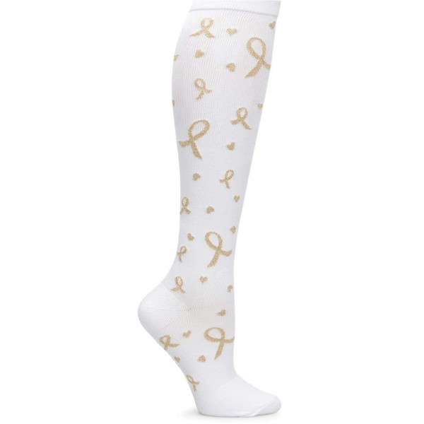 Nurse Mates Calf Socks | 12-14 mmHg Compression | Superior Support & Comfort | 1 Pair | White Gold Ribbon