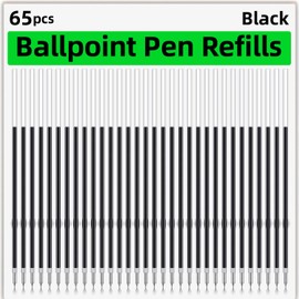 65 Pieces Retractable Ballpoint Pen Refills Replacement Ballpoint Pen Refills Ink Pen Refills Black for Journal Writing, Office and School Supplies, 107 mm in Length (Black,0.7 mm)