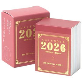 Mini Calendar Desk Calendar 2026 Schedule Easy to Carry for Home and School Use (Red)