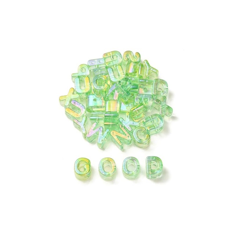 DanLingJewelry 90Pcs Random Light Green Acrylic Large Letter Beads UV