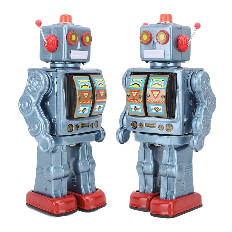 Metal Tin Robot Toy Retro Electric Rotating Figures Model Adult