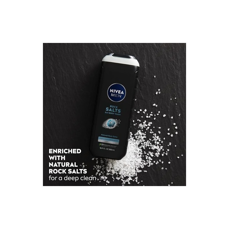 NIVEA Men DEEP Rock Salts Body Wash - Exfoliating Deep