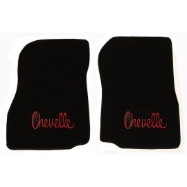 AFM NEW! 1968 - 1972 CHEVELLE Floor Mats Black Carpet Embroidered RED Logo Set Pair