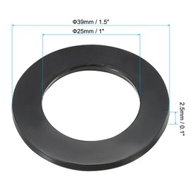 TA-VIGOR 10Pcs Rubber Flat Washers, 39mm OD, 25mm ID, 2.5mm Thickness, Heavy Duty Black Rubber Grommet Vibration Dampening Sealing Pads for Faucet, Pipe, Water Hose, Bolt Fasteners