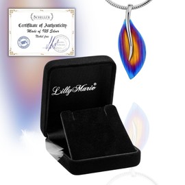LILLY MARIE Sterling Silver Women's Necklace with Colour Gradient Leaf Pendant, Sterling Silver, Amber