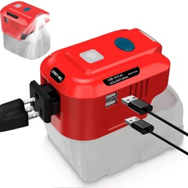 Power Inverter for Milwaukee M18 18V Battery,for Milwaukee 150W Portable Power Supply Inverter,DC 20V to AC 120V Power Inverter for Milwaukee w/AC Outlet & LED Light (No Battery)