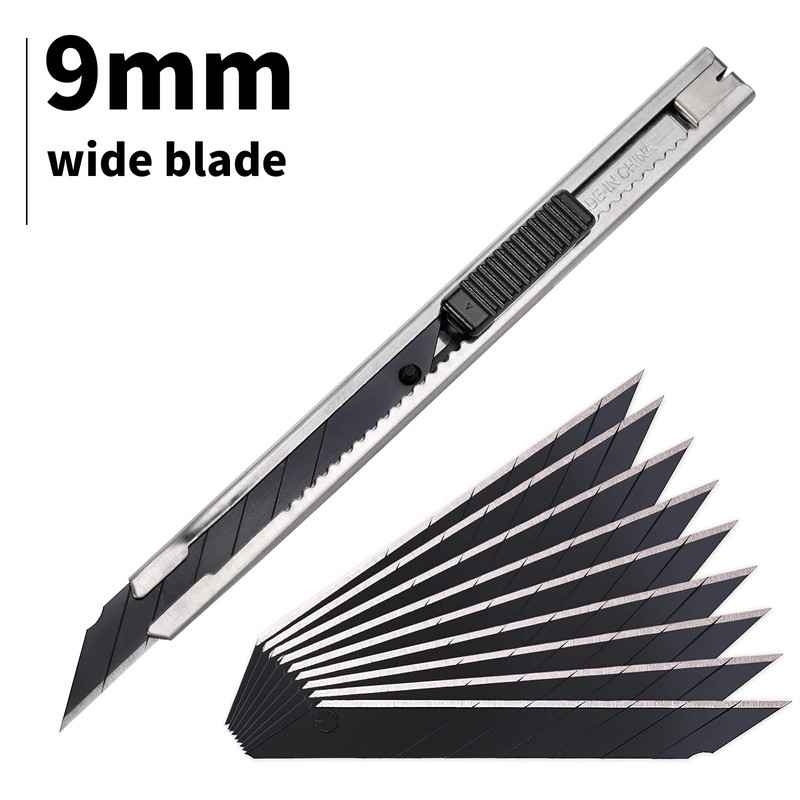 Gomake 9mm Utility Knife Replacement Blades,30 Degree Snap Off Carbon