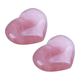 2 Pieces 4cm Pink Heart Shaped Crystal Natural Heart Healing Crystals Rose Quartz Heart Love Stones Heart Shaped Gemstone for Reiki Festival Wedding