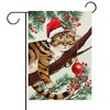 Stosts Christmas Sleeping Tabby Cat Decorative Garden Flag, Xmas Pine