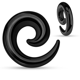 Zaya Body Jewelry Pair Black Anodized Stainless Steel Ear Spirals Tapers Gauges 00g 0g 2g 4g (0g)