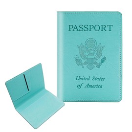 Cnycmy Passport Holder with Airtag,Passport-Wallet-Holder for Women, RFID Passport Holder with Slot Waterproof, PU Leather Travel Passport Case, Mint Green5, Multifunction Organized